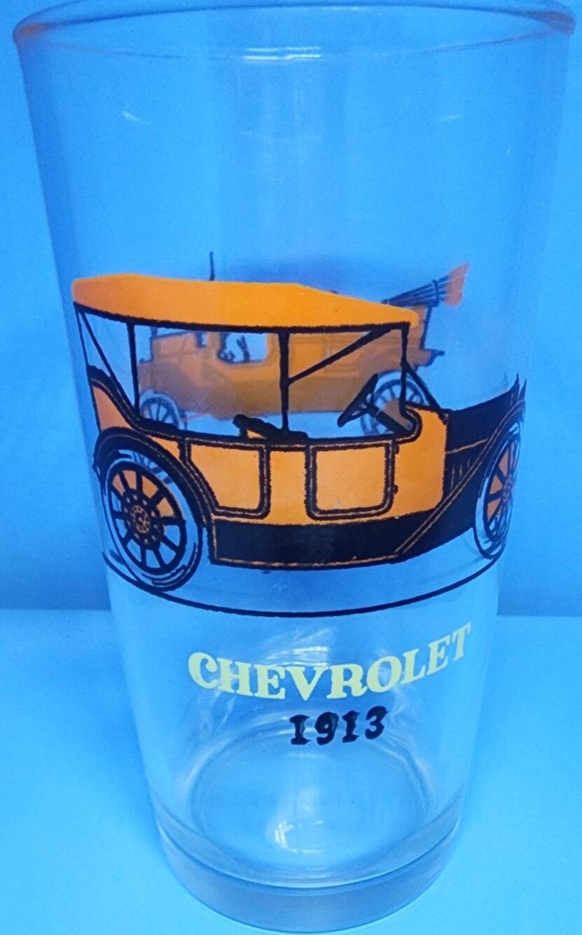 Hazel Atlas Antique Car Glass Cup 1908 Ford 1913 Chevrolet